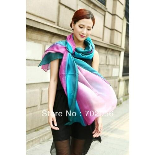 All matched womens shaded 100% silk Satin Sarongs Hijabs Bandanas Scarf wrap shawl poncho 180*110cm mixed color 9pcs/lot #3350