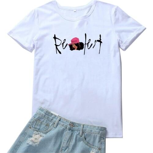 Realest Tee Shirt Femme Fashion Print Pattern Women T Shirts Casual Round Neck Tops T-shirt Women Cotton White Tees Streetwear