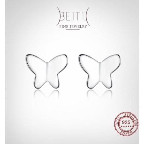 Beitil Elegant 925 Sterling Silver Flying Butterfly Stud Earrings For Women Minimalist Fine Jewelry 2021 New Style