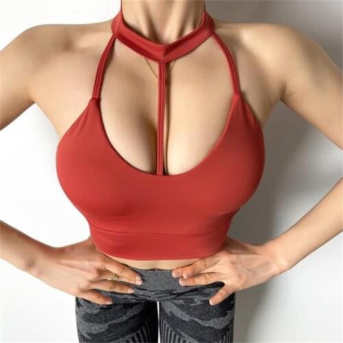 Women Sexy Sports Bra with Pad Push Up Crop Top Vest Style Fitness Gym Bra Workout Yoga Top Sports Wear Active Tank
