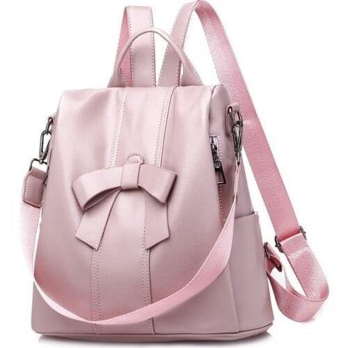 2021 New Fashion Women Vinrage Backpack PU Leather Large Capacity Bow Backpacks Back Pack Girls School Travel Bag Shoulder Bags