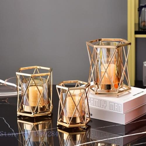 Golden Hollow Metal Vase Cross Geometric Metal Frame Glass Vase Candlestick Candle Holder Home Decoration Golden Flower Vase