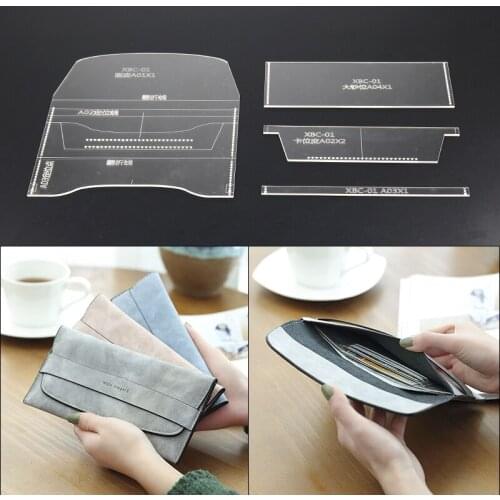 1 Set Acrylic Leather Template Home Handwork Leathercraft Sewing Pattern Tools Accessory Wallet Pattern 9.5*19.5*1cm