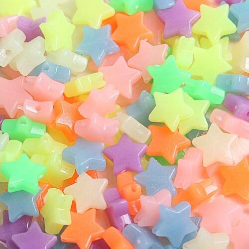 100pcs/bag Heart-shaped DIY Bead Acrylic Rainbow Bead Jewelry Making Five-star Flat Bead Candy Jewelry Accessories