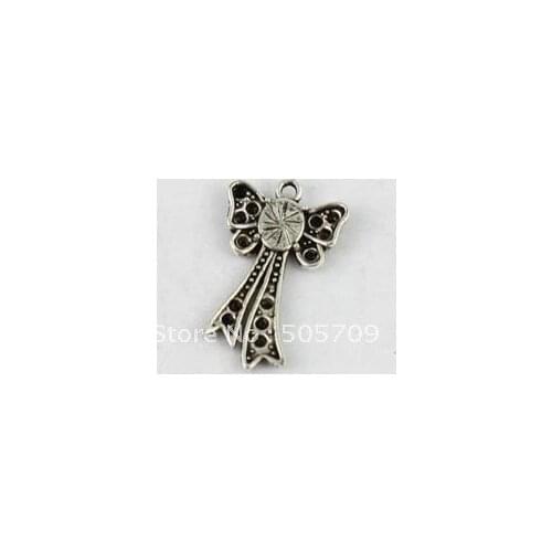 120 Tibetan silver cute butterfly knot charms A8672