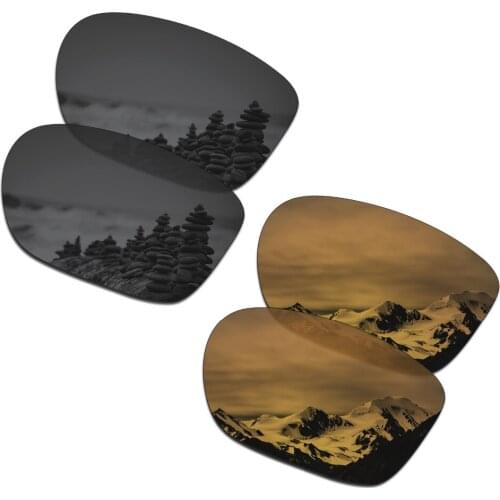 SmartVLT 2 Pairs Polarized Sunglasses Replacement Lenses for Oakley Crossrange Stealth Black and Bronze Gold