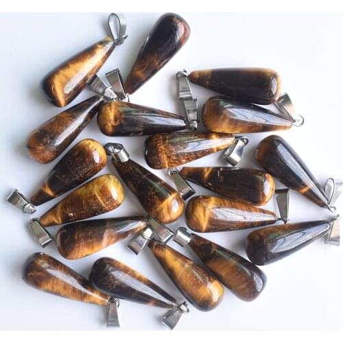 2020 fashion natural tiger eye stone long water drop charms pendants for jewelry making 30pcs/lot wholesale Free shipping