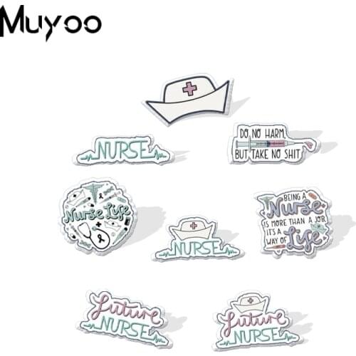 2021 New Nurse Life Love Future Nurse Being a Nurse Quotes Print Epoxy Badge Handcraft Acrylic Lapel Pins
