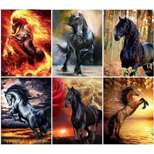 5D DIY Full Square/Round Diamond Embroidery Rhinestone Paintings Horse Animal Cross Stitch Home Décor Art Hanging Pictures Gift