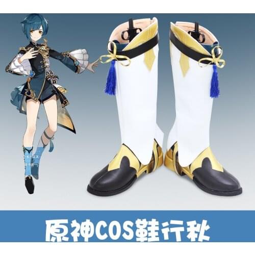 Anime Genshin Impact Xingqiu Games Customize Cosplay wigs High Heels Shoes Boots Xing Qiu Halloween Customize Cosplay Boots YH
