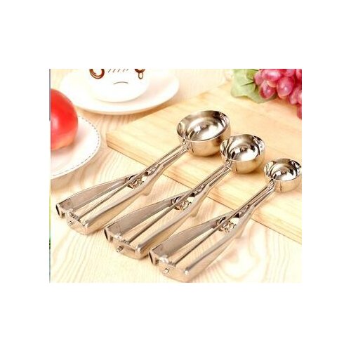 Free shipping 100pcs/lot Stainless steel ice cream scoops diameter 4/5/6cm fruit spoon cookies spoon ball maker cooking tool