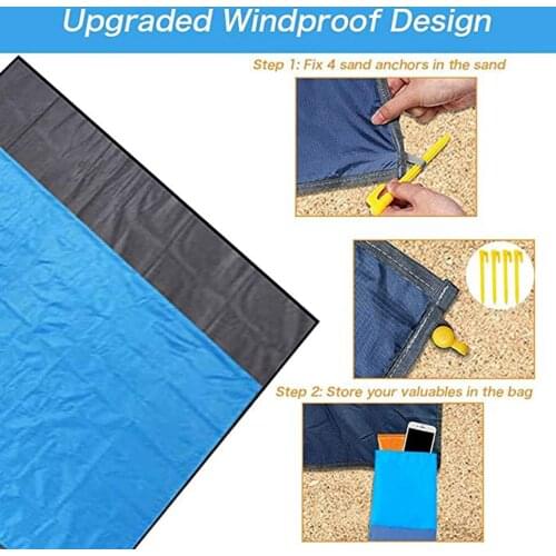 Large Sand Proof Beach Blanket Fast Drying Durable Nylon Outdoor Picnic Mat Camping Hiking