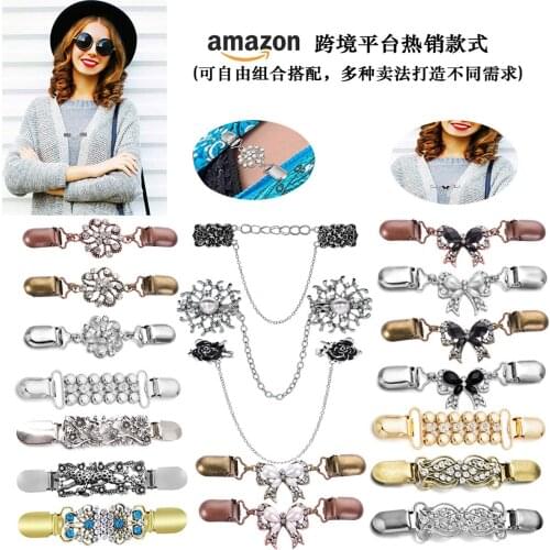 Sweater Cardigan Brooches Shawl Clips Pearl Spider Charm Brooch Pins Clip Collar Duck-mouth Jewelry Brooches DIY