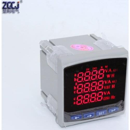 CJ-3D3N LED display 72x72mm 3 phase multifunction panel meter 3 phase ampere, voltage , Hz, Power factor , power with RS485