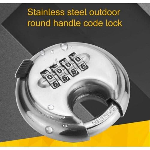 Disc Padlock Anti-rust Fitting Easily Stainless Steel 4 Digit Combination Disc Padlock for Storage Unit Locks Safety Security