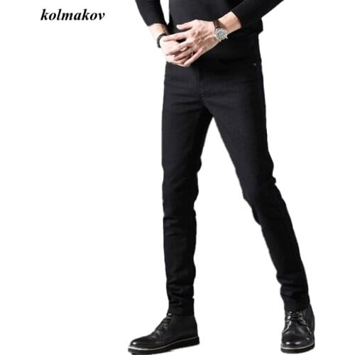 2020 New Arrival Fashion Style Men Jeans High Quality Solid Slim Stretch Trendy Thin Mens Small Straight Leg Pants Size 27-36