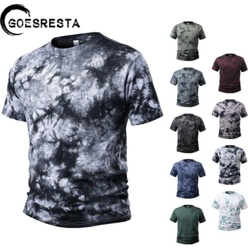 Tie-Dye Short Sleeves T Shirts Men 2021 Summer Streetwear Oversized Fashion Casual Tshirts Korean Cotton Harajuku Mens T-Shirts