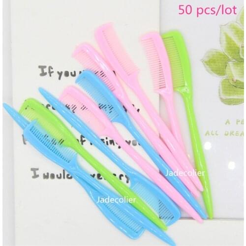 Jadecolier 50 pieces/lot mini eyebrow comb Pink/Green/Blue/Black cute little makeup eyelash brush eyelash extension tools