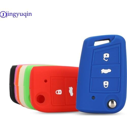 Jingyuqin For VW GOLF Polo SEAT LEON/ IBIZA /CUPTRA SKODA Remote Car Key Case Silicone Protect Shell Car Accessories