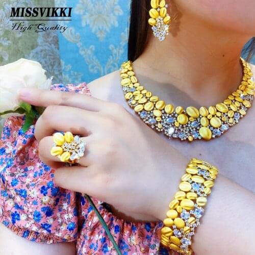 Missvikki New Luxury Gorgeous Necklace Bangle Earrings Ring Jewelry Set for women Girl Brides Wedding Party Show Jewellery