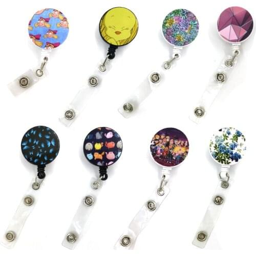 Cartoon Cute Credit Card Holder Lanyards Women Men Kids Student Retractable Badge Reel ID Name Bus Clips Cards Badge Holder