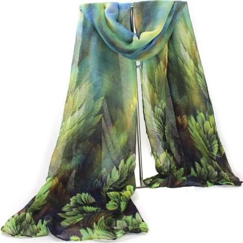 New Fashion Spring Autumn Winter Soft Design Women Long Scarf Leaves Pattern Printting Voile Thin Scarves Stoles Warm Shawls