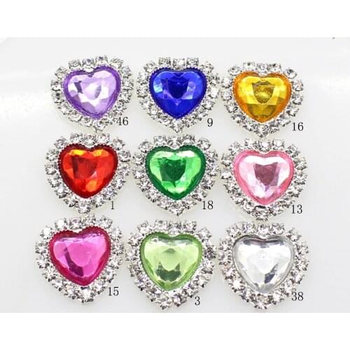 New Hot 10Pcs 16mm Heart Acrylic Diy Jewelry Accessories rhinestones pedestal embellishments caps Decoration For Making MIX