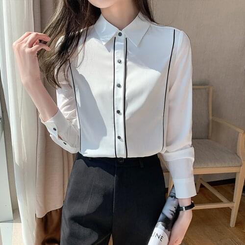 2021 Autumn New Professional Shirt Formal Wear Chiffon Shirt Long Sleeve Ladies Button Up Shirt Women Tops