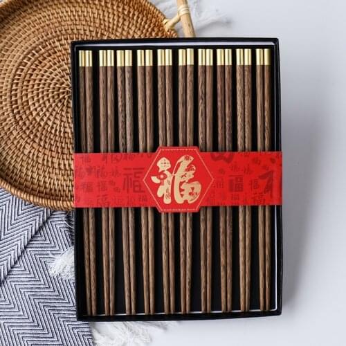 5/10 pairs gift box Chinese natural wooden bamboo chopsticks no lacquer no wax healthy sushi rice chopsticks hotel tableware2020