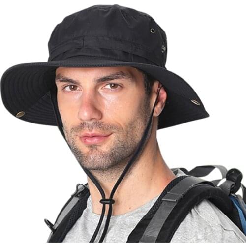 Bucket Hat Water Resistant Quick Drying Adjustable Sunshade Outdoor Fisherman Cap With Chin String For Fishing Climbing