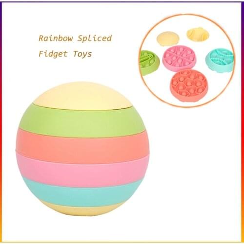 Rainbow Spliced Fidget Stress Relief Squeeze Toys For Kid Autism Special Needs Sensory Anti-stress Relief Toy Dimple Relax Toy