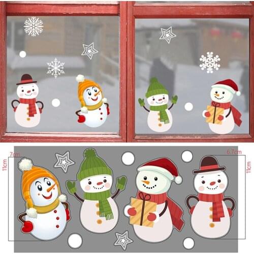 Christmas PVC Static Sticker Santa Elk Window Stickers Beautify Snowflake Wall Decals New Year Home Decor Art Decals