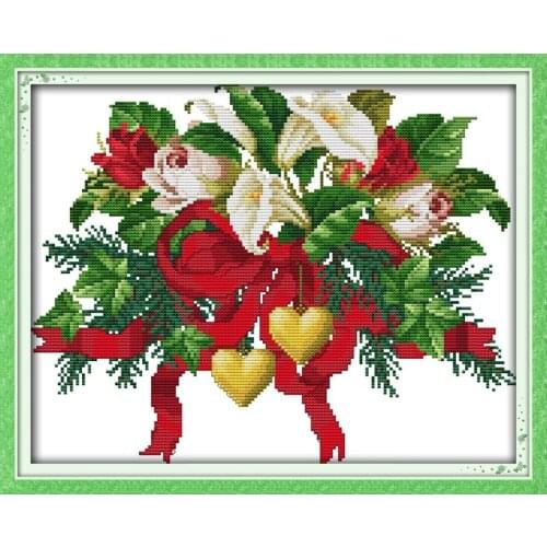 Everlasting Love Christmas Bouquets Ecological Cotton Cross Stitch 11CT And 14CT Stamped Product DIY New Store Sales Promotion