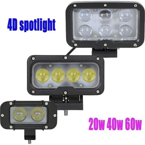 4D 20W 40W 60W Led Work Light Exterior LED Driving Light with 10W Cree Spotlight Pencil Cannon Led Off Road Spot Offroad Light