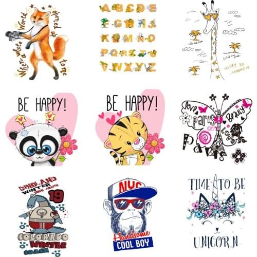 Iron-on Transfers for Clothing Ironing Patches on Clothes Stickers Animal Heat Transfer Vinyl Diy Letters Patch Fusible Stripe A