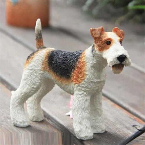 BRITISH FOX-HUNTING TERRIER ART SCULPTURE SIMULATED ANIMAL DOG FIGURINES MINI RESIN CRAFT HOME DECORATION COLLECTION R4800