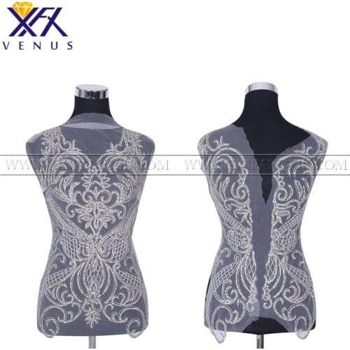 XFX VENUS 1 Set Wedding Dress Evening Gown Rhinestone Crystal Beaded Bodice Patches Beads Trimming Shiny Beaded Applique