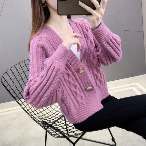 2021 Women Spring Autumn Short Solid Color Sweater Coats Female Single-breasted Cardigan Jacket Ladies New Knit Overcoats Y391