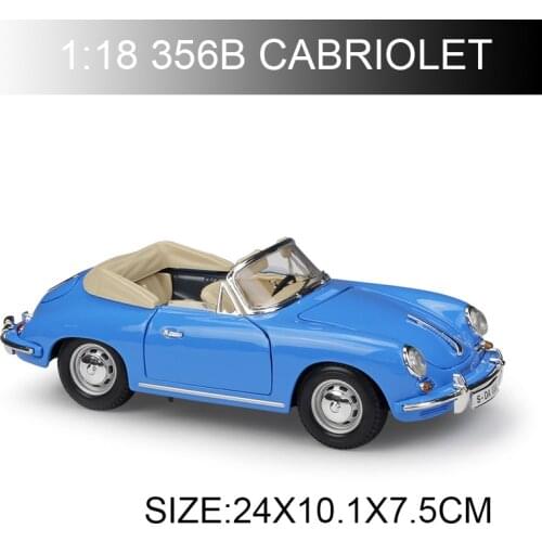 1:18 porsches 356B CABRIOLET Blue Cars 1:18 Alloy old school classic Car Metal Vehicle Collectible Model diecast toys For Gift