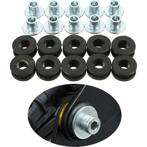 10Pcs 6MM Motorcycle Screw Bolts with Rubber Grommets Kit for Honda Yamaha Suzuki Fairing Bolts Pressure Relief Cushion Pad Set