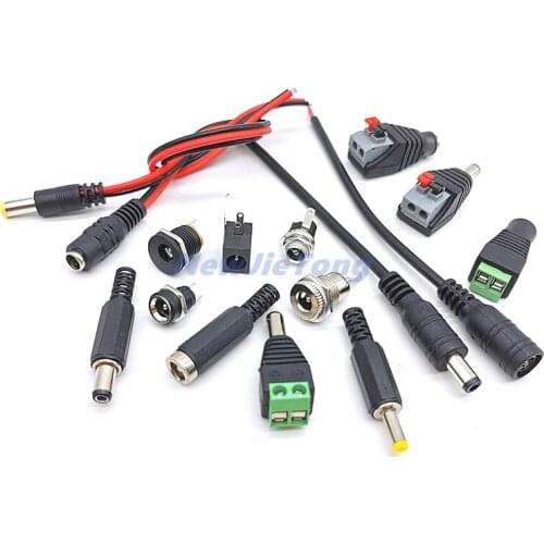 10pcs Female Male DC Power Plug 5.5*2.1MM 5.5*2.5MM 3.5*1.3MM Jack Adapter Connector DC022B DC025M DC099 DC005