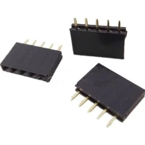 10pcs,Golden Single Row 1x5 pins 2.54mm Female Header