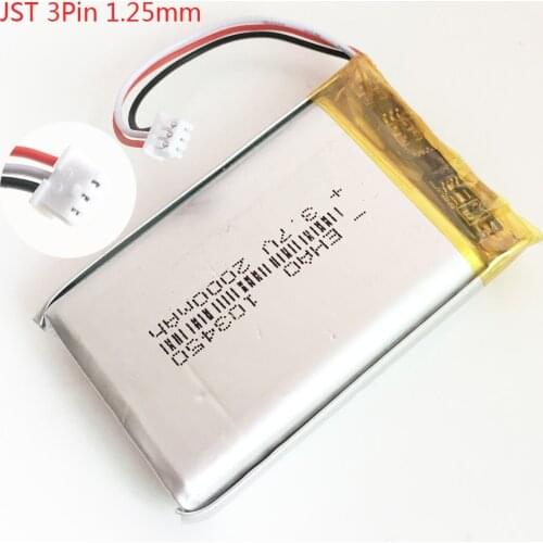 103450 with JST 1.25mm 3pin plug 3.7V 2000mAh lipo polymer lithium rechargeable battery for GPS navigator DVD e-book camera