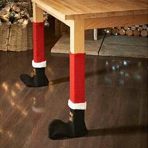 Santa Claus Chair Leg Christmas Table Foot Cover Xmas Party Decor Shoes Covers