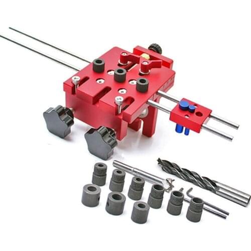 3 In 1 Self-centering Dowelling Jig Pocket Hole Jig Adjustable Drill Guide Punch Locator Carpenter Woodworking Tools