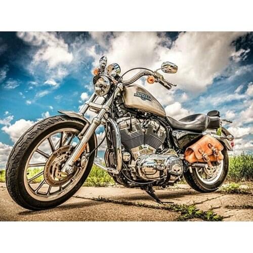 Fezrgea Full Drill Round 5D DIY Diamond Painting Motorcycle Diamond Embroidery Landscape Picture Of Rhinestone Home Decoration