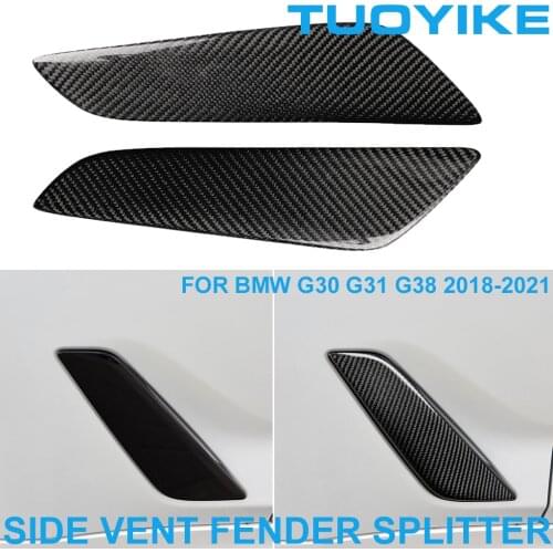 Car Styling Real Carbon Fiber Front Side Vent Fender Fin Splitter Cover Trim Sticker For BMW NEW 5-Series G30 G31 G38 2018-2021
