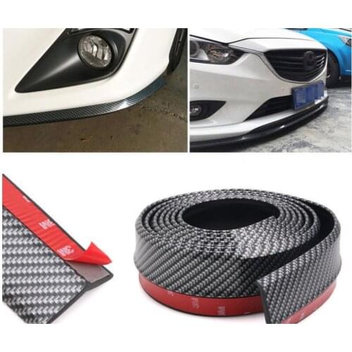 Car head bumper carbon fiber front bumper protector stickers rubber solid anti-collision 2.5*0.6M strip covers Styling Mouldings