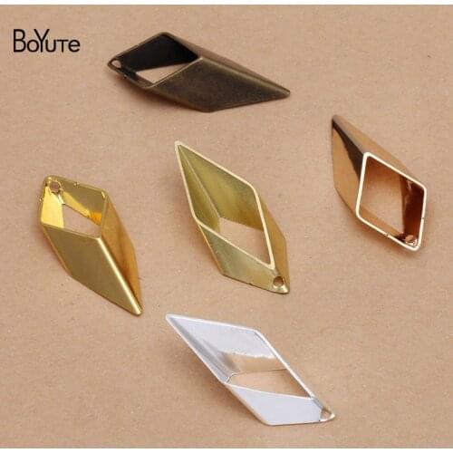 BoYuTe (100 Pieces/Lot) 27*11MM Metal Brass Geometric Tube Charms Pendant Diy Handmade Jewelry Accessories