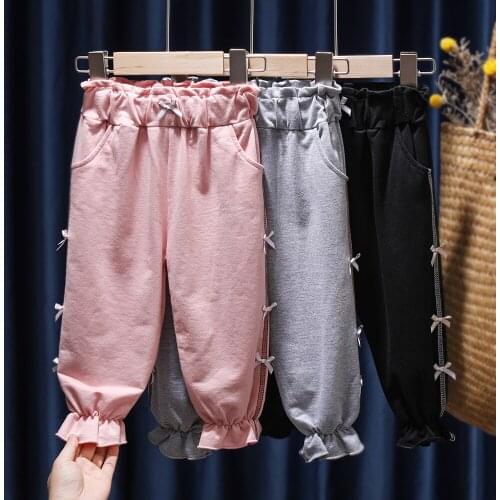 Spring Autumn Girls Pants Children Clothing Fashion Bow Baby Girl Pants Trousers Princess Toddlers Infant Casual Sport Pant Gift